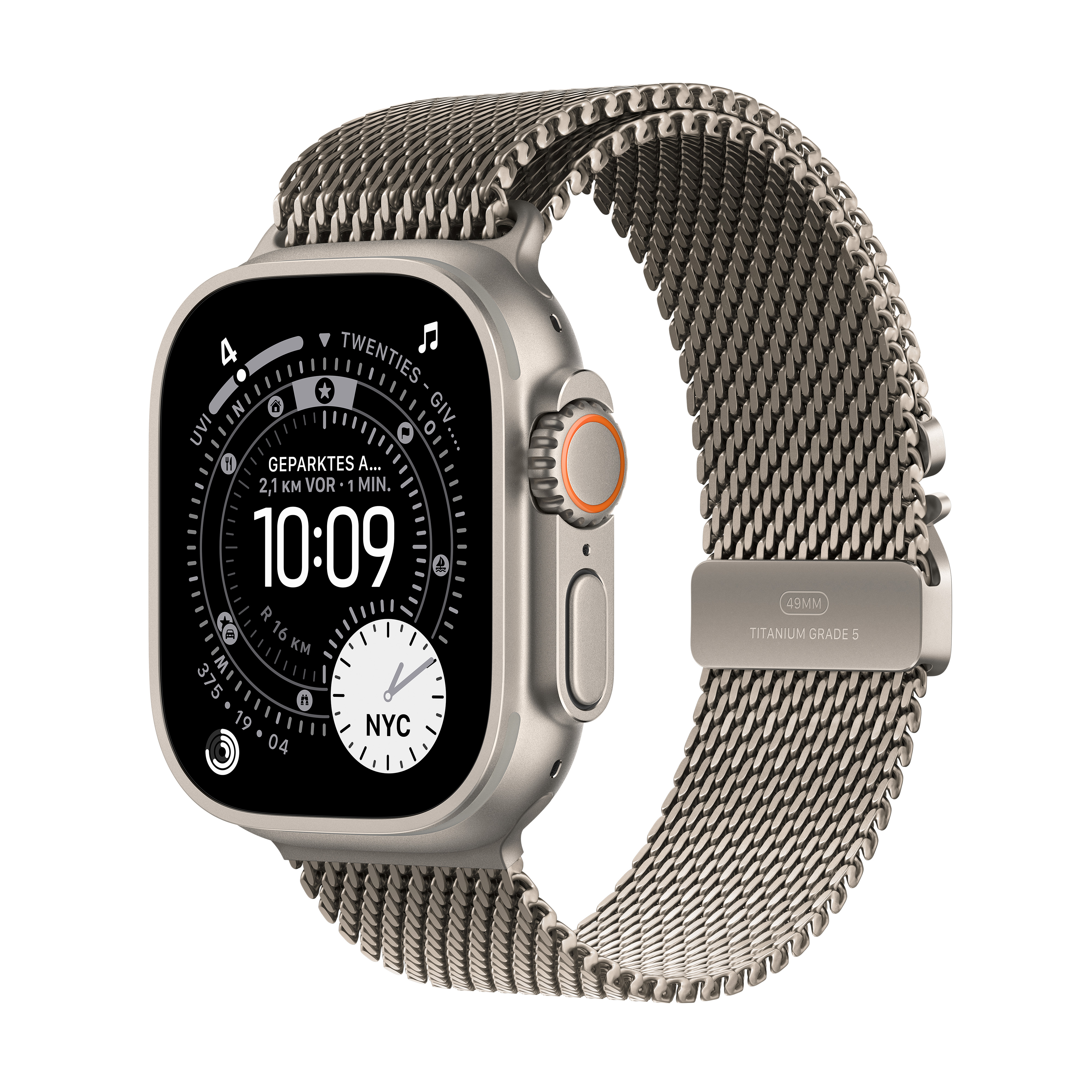 Apple Watch Ultra 3 GPS + Cellular 49mm Natur (Natural) Titan Gehäuse mit Natur (Natural) Titanium Milanaise Loop - Small