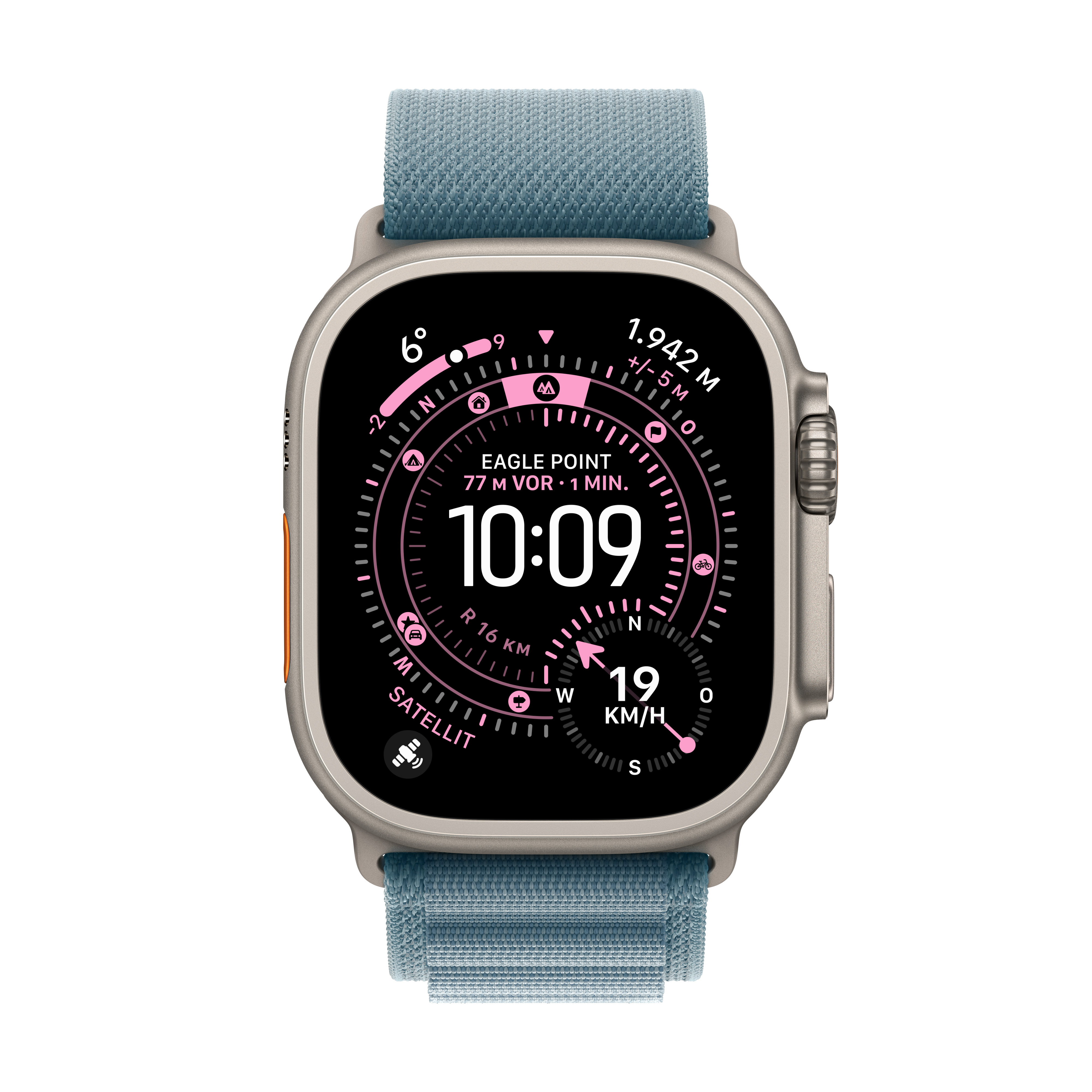 Apple Watch Ultra 3 GPS + Cellular 49mm Natur (Natural) Titan Gehäuse mit Hellblau (Light Blue) Alpine Loop - Large
