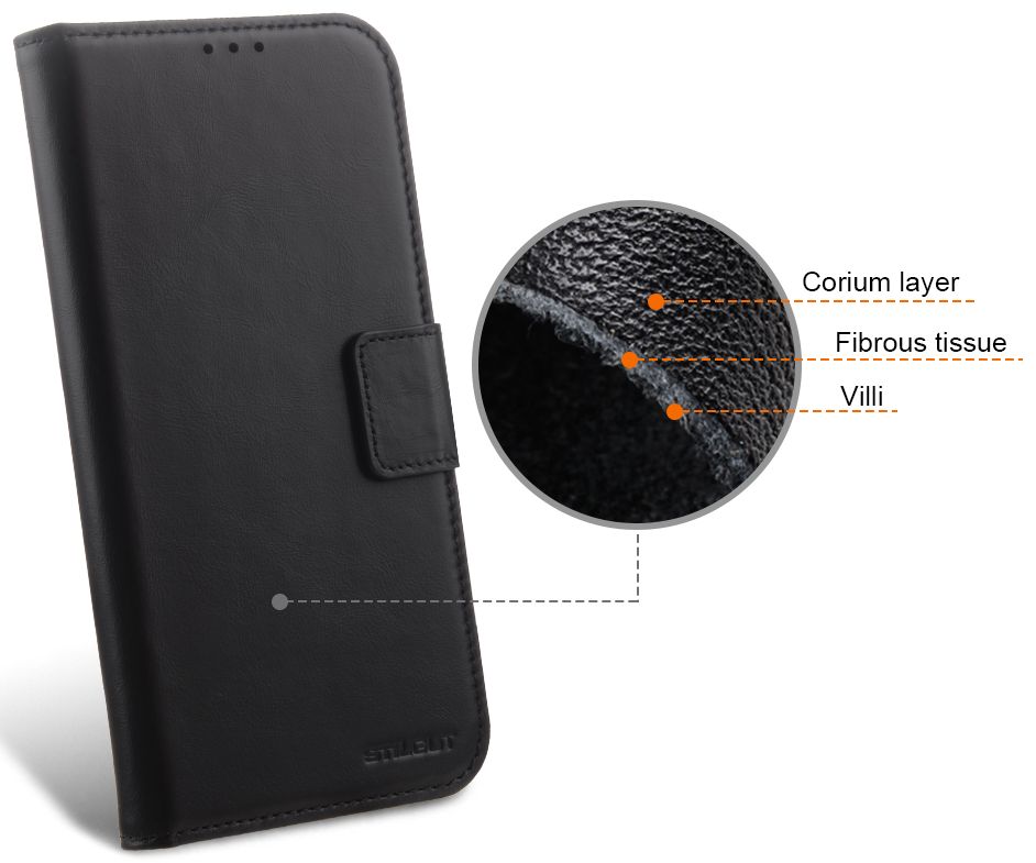 StilGut - iPhone 15 Pro Max Flip Cover Talis 2-in-1 mit Kartenfach Schwarz Nappa