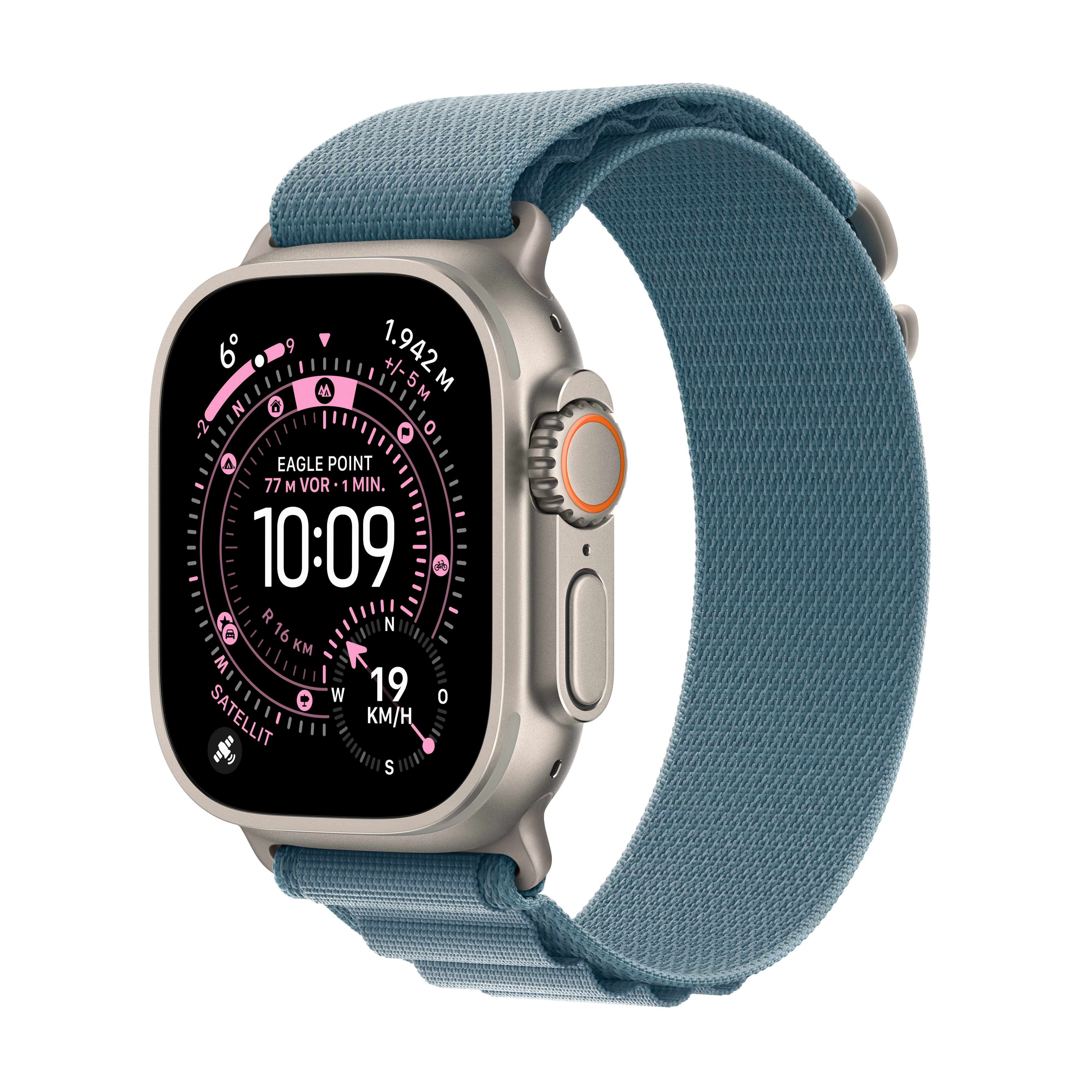 Apple Watch Ultra 3 GPS + Cellular 49mm Natur (Natural) Titan Gehäuse mit Hellblau (Light Blue) Alpine Loop - Small