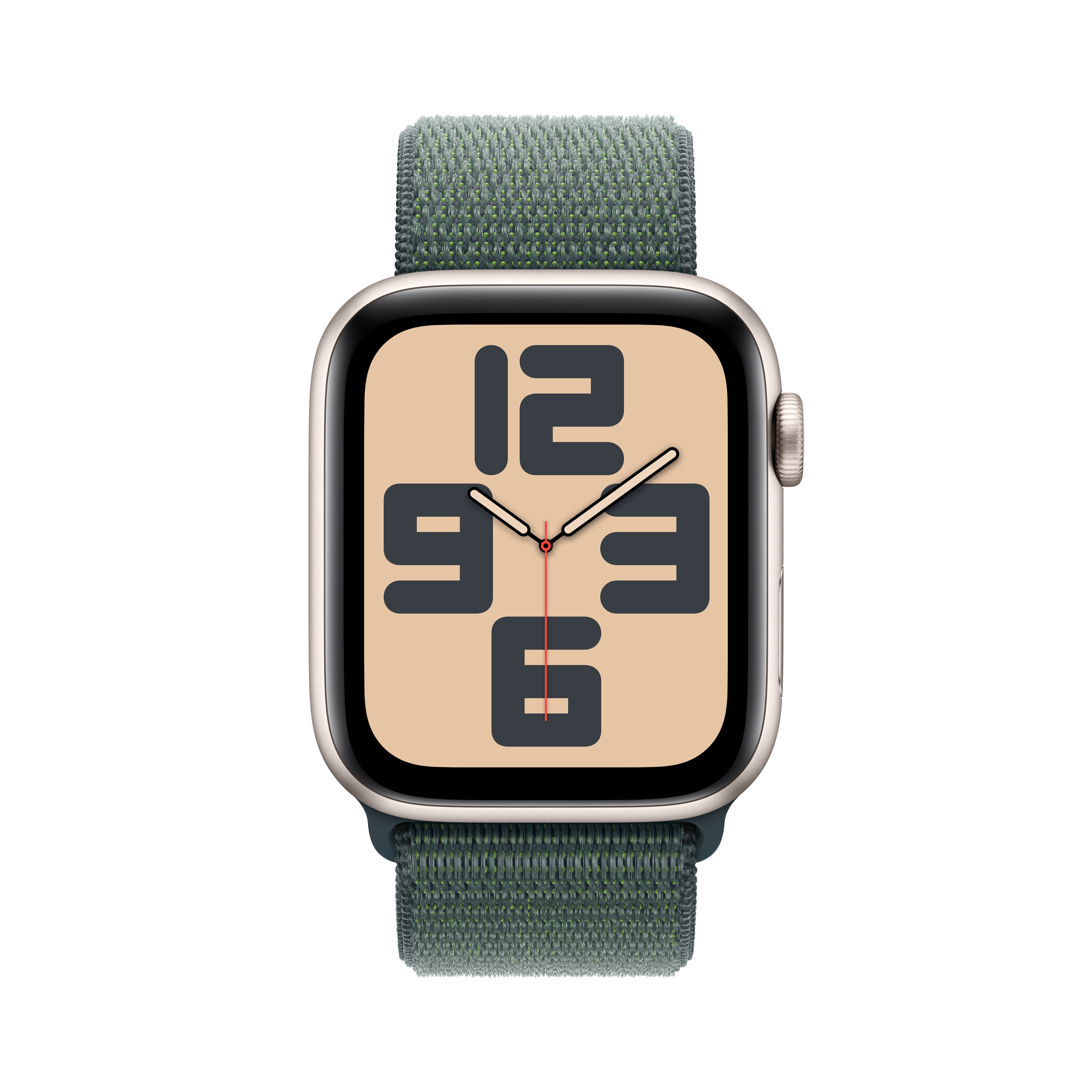 Apple Watch SE GPS + Cellular 44mm Polarstern (Starlight) Aluminium Gehäuse mit Seegrün (Lake Green) Sport Loop