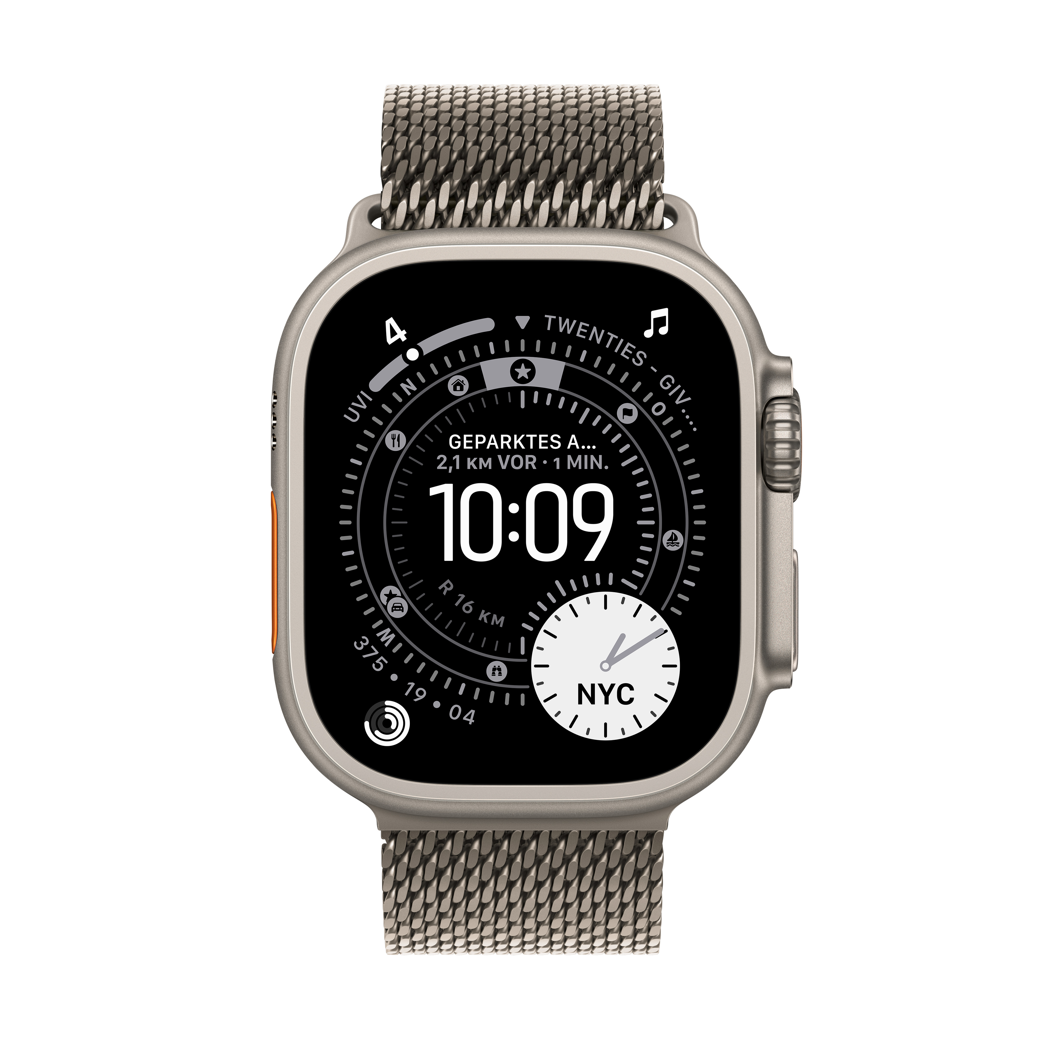 Apple Watch Ultra 3 GPS + Cellular 49mm Natur (Natural) Titan Gehäuse mit Natur (Natural) Titanium Milanaise Loop - Small