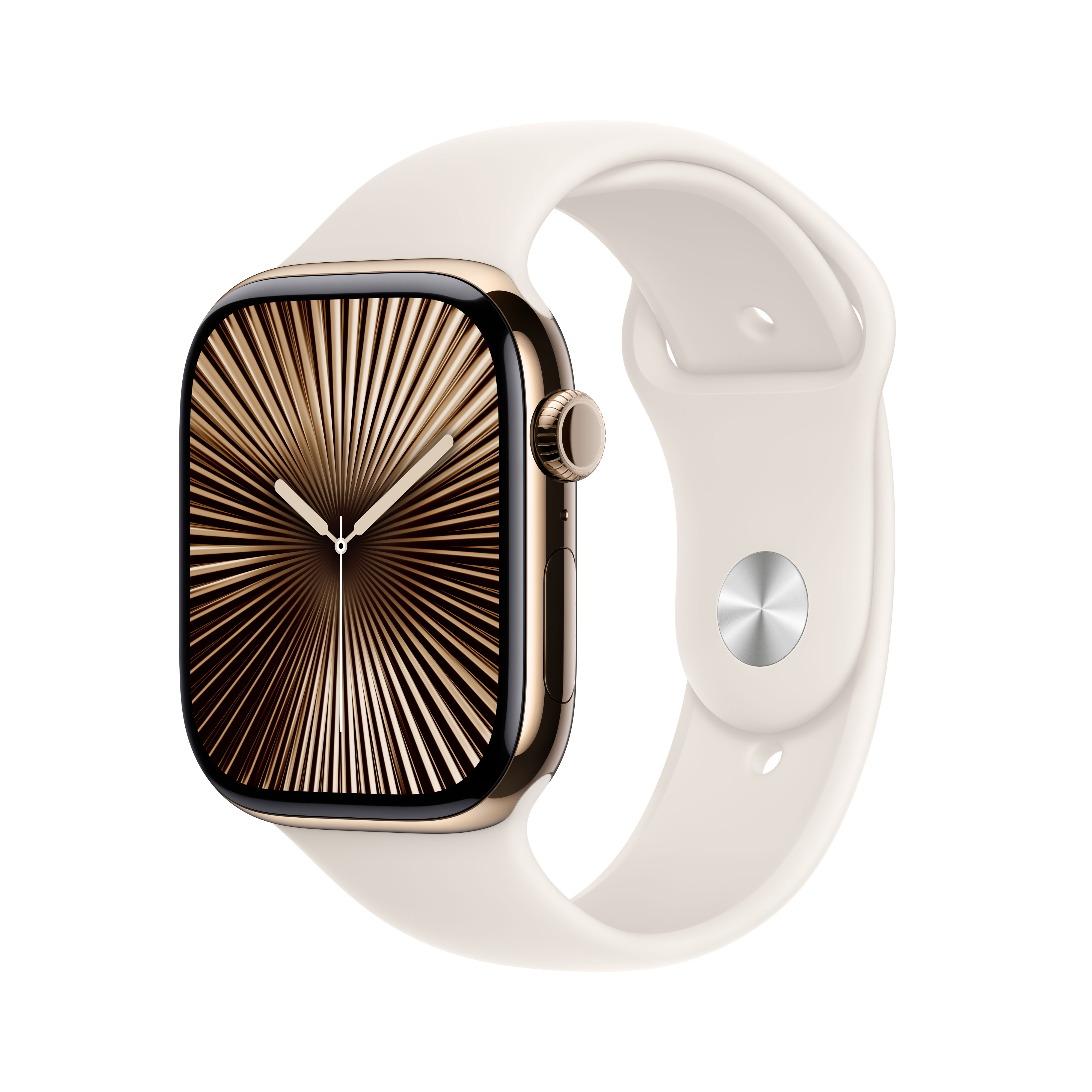 Apple Watch Series 10 GPS + Cellular 46mm Gold Titanium Gehäuse mit Polarstern (Starlight) Sport Band - M/L