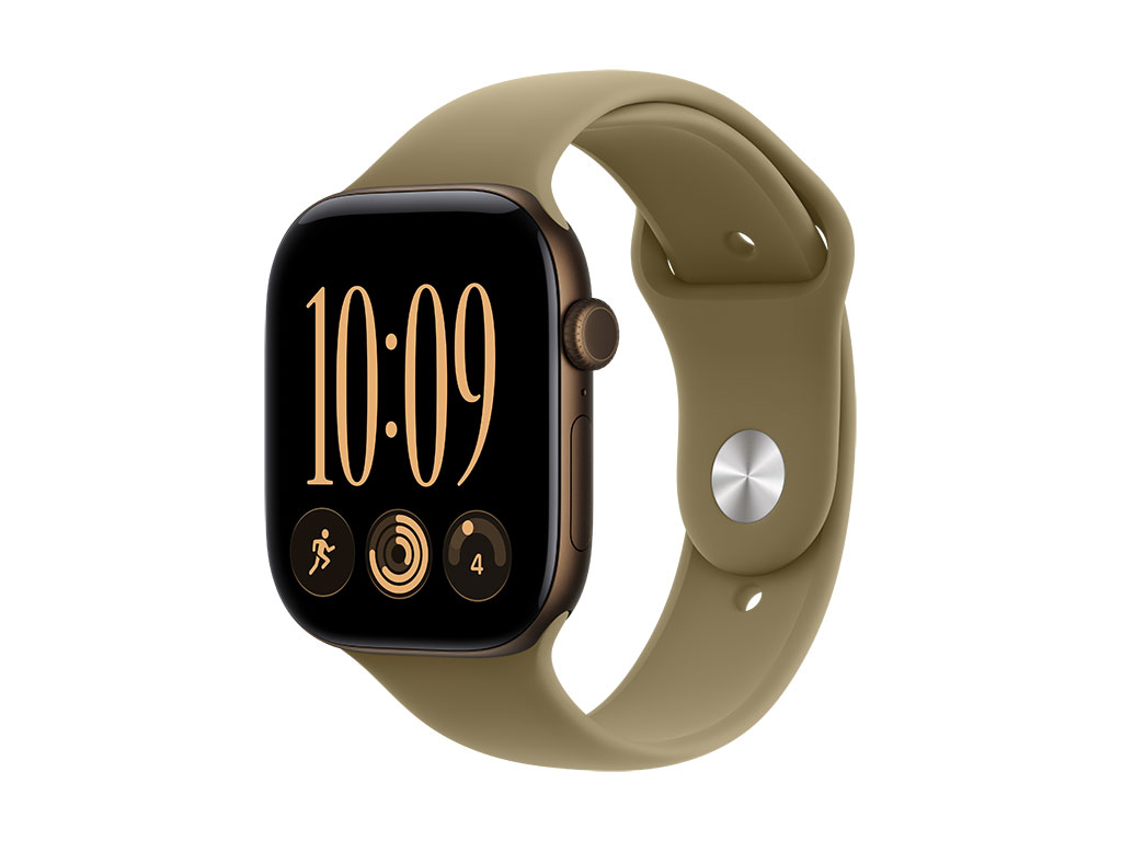 Apple Watch Series 12 GPS 46mm Aluminiumgehäuse Dunkelbronze, Sportarmband Oliv - S/M