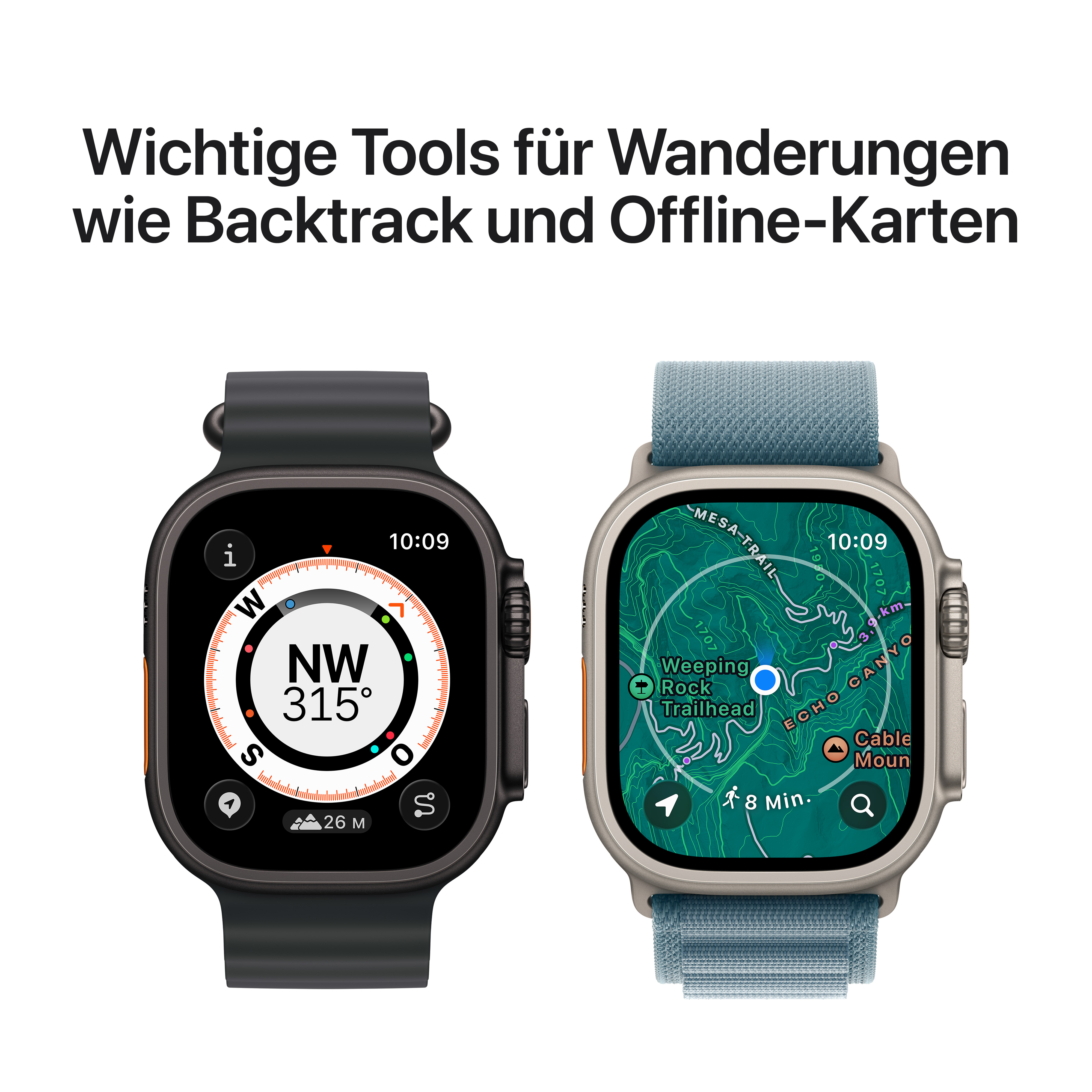 Apple Watch Ultra 3 GPS + Cellular 49mm Natur (Natural) Titan Gehäuse mit Natur (Natural) Titanium Milanaise Loop - Small