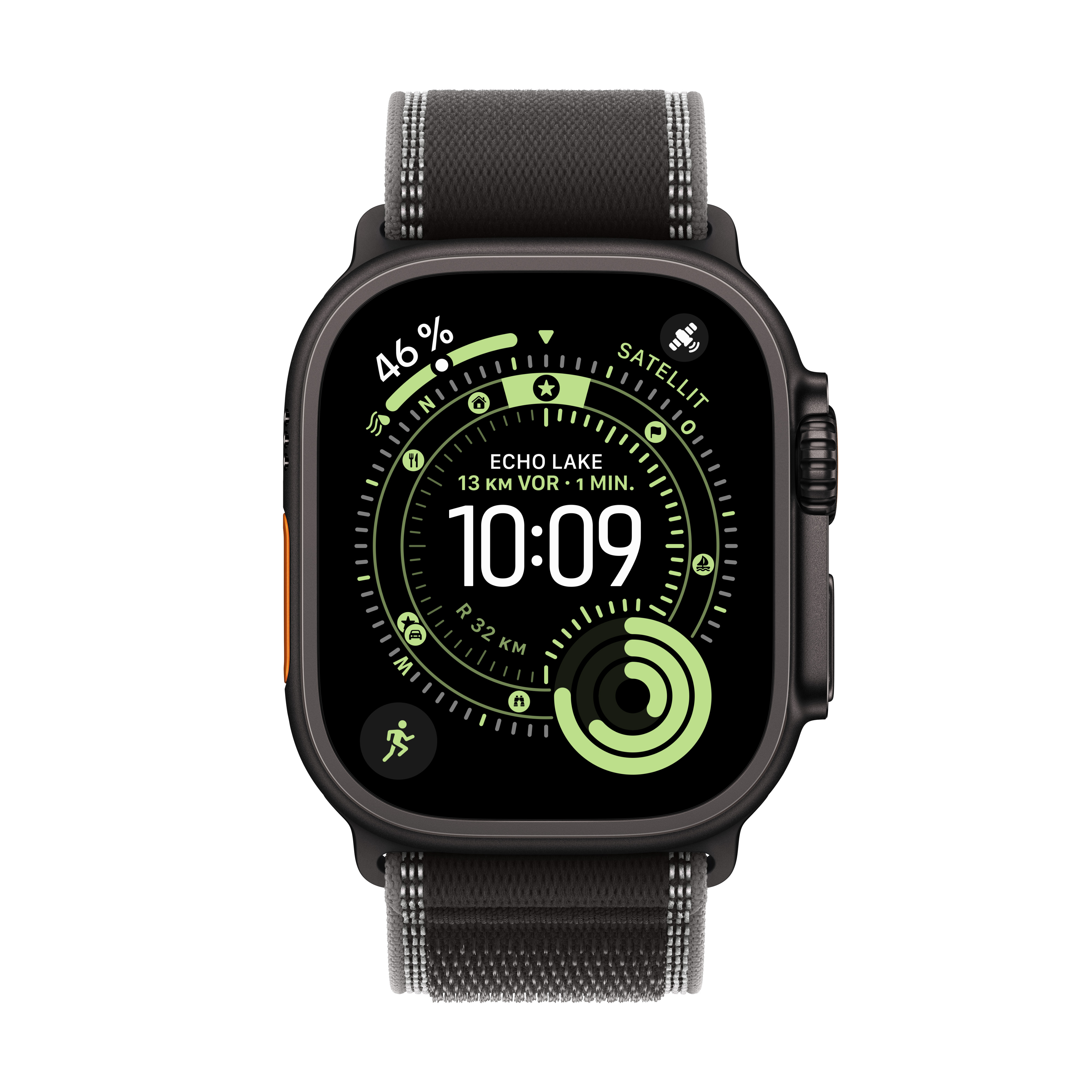 Apple Watch Ultra 3 GPS + Cellular 49mm Schwarz (Black) Titan Gehäuse mit Schwarz/Kohlegrau Trail Loop - M/L