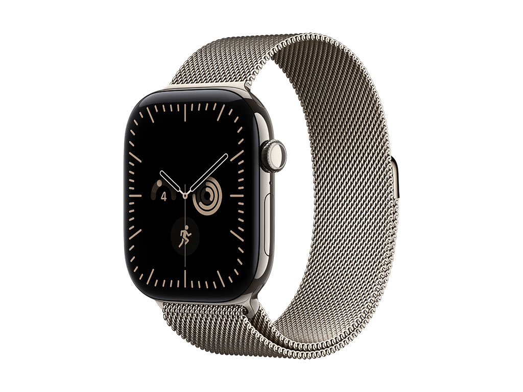 Apple Watch Series 12 GPS + Cellular 46mm Titangehäuse Natur, Milanaise Armband Natur - M/L