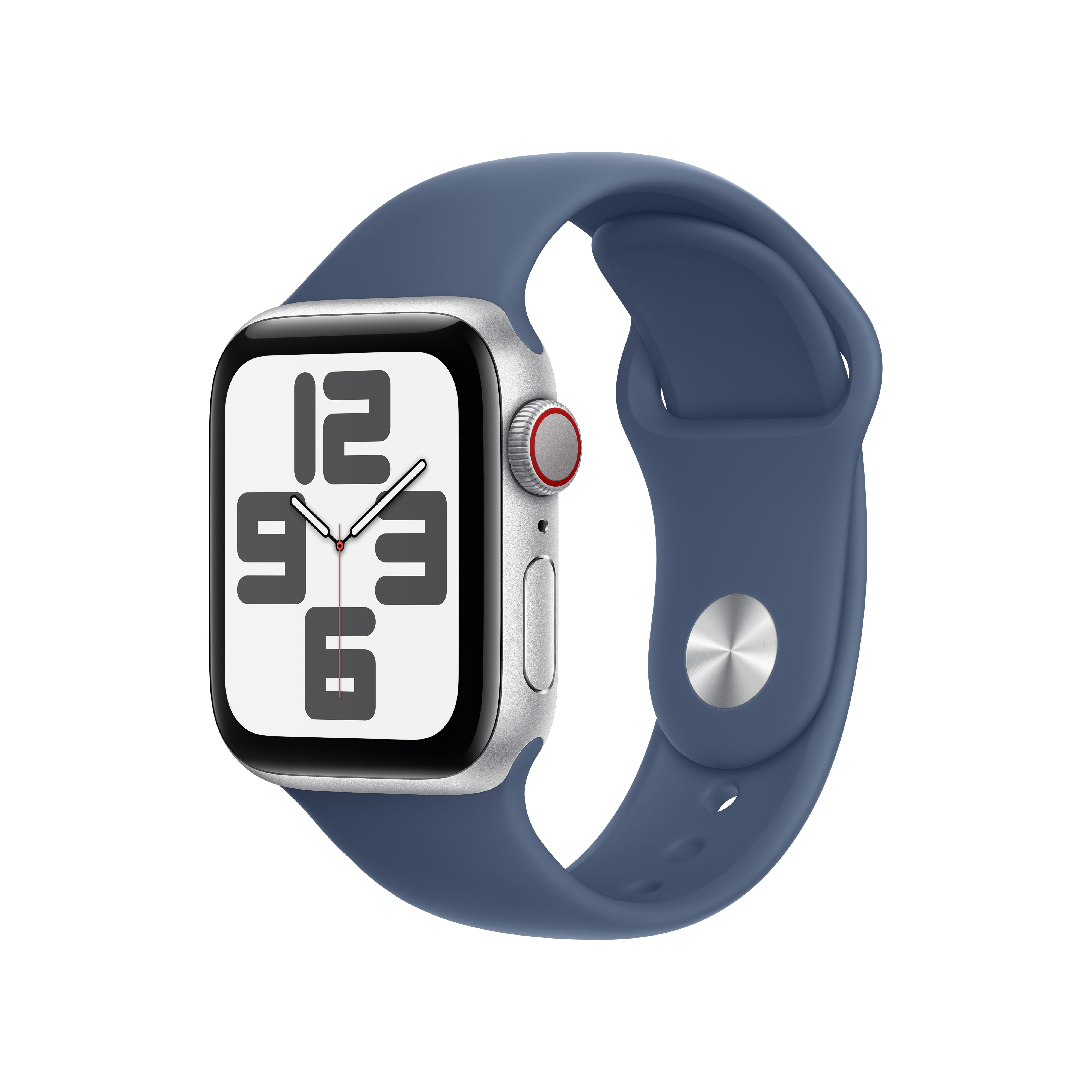 Apple Watch SE GPS + Cellular 40mm Silber (Silver) Aluminium Gehäuse mit Denim Sport Band - M/L