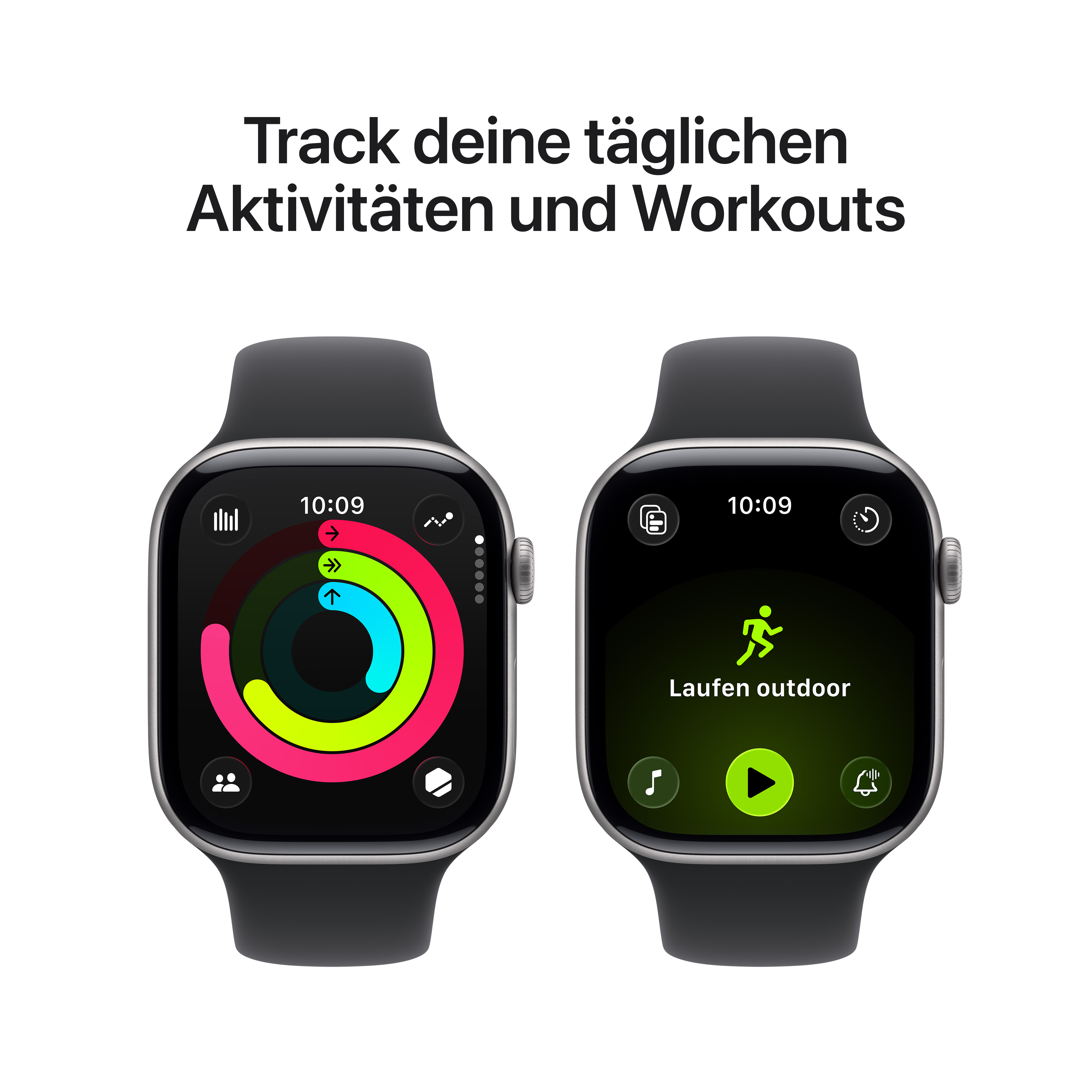 Apple Watch Series 11 GPS 46mm Space Grau (Space Grey) Aluminium Gehäuse mit Schwarz (Black) Sport Band - S/M