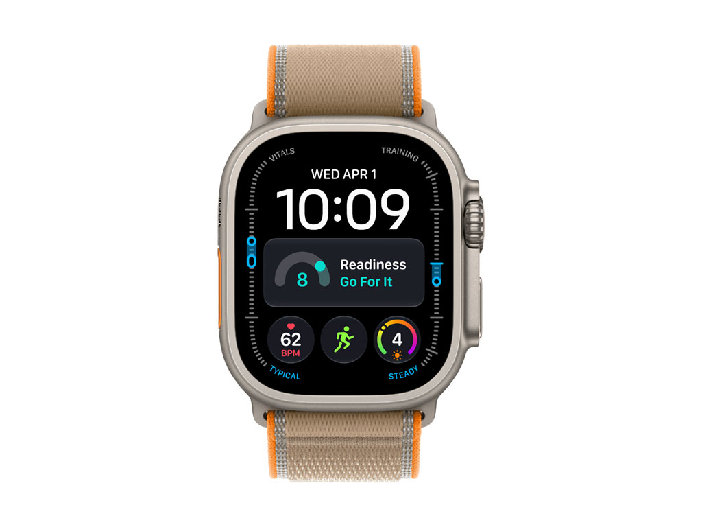 Apple Watch Ultra 4 GPS + Cellular 49mm Titangehäuse Natur, Trail Loop Sand - S/M